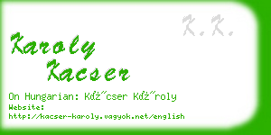 karoly kacser business card